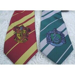 Pair of Harry Potter Ties - Gryffindor and Slytherin 3.5" wide 55" long